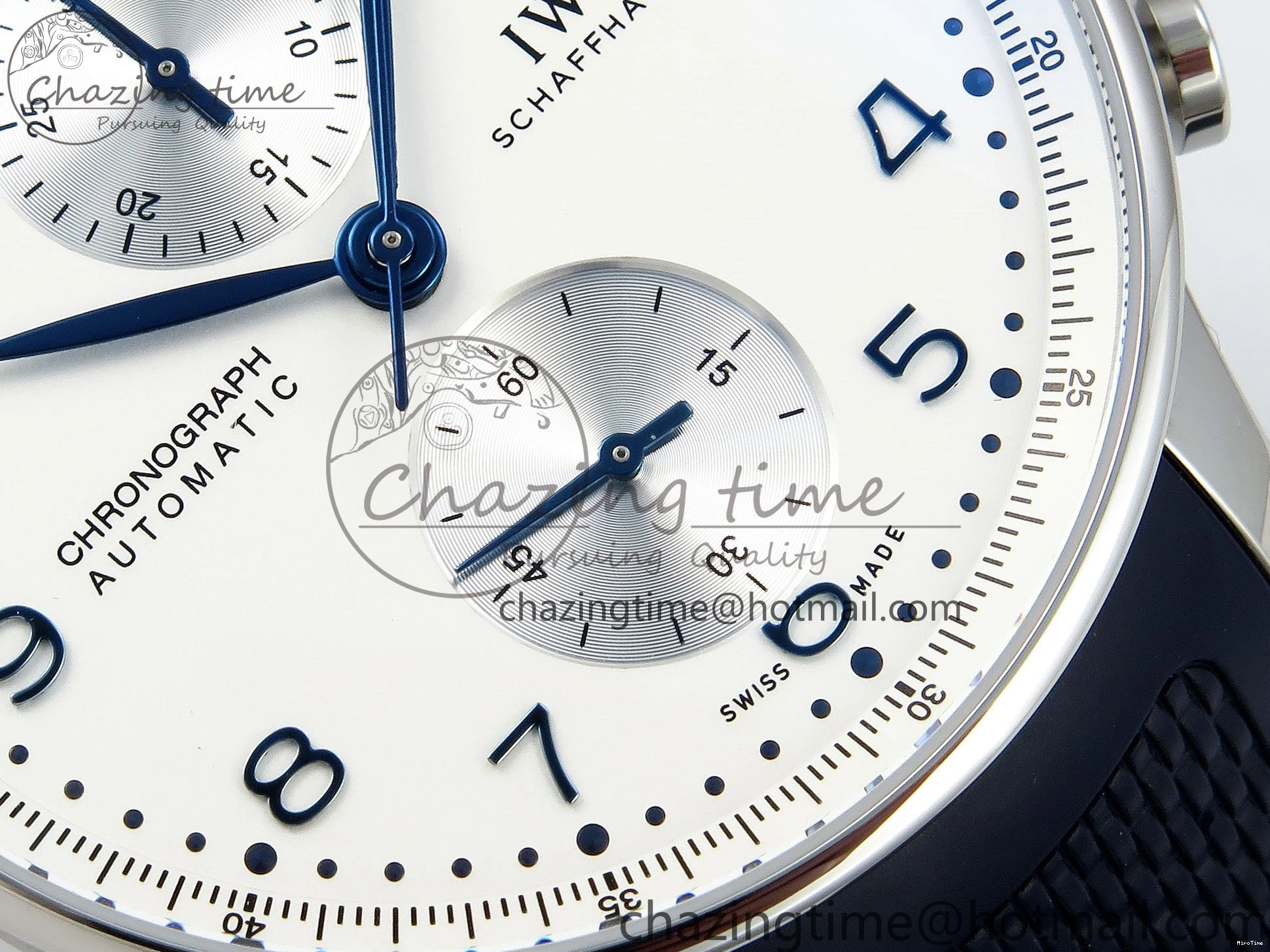 MIROTIME 0511 Casual Portuguese Chrono IW3716 Z+F 1:1 Best Edition White Dial on Blue Rubber Strap A 7016